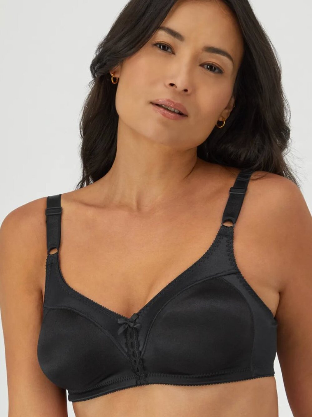 Bali DF3820 Women's Double Support Back Smoothing Soft Wireless Bra, Black, 36DD